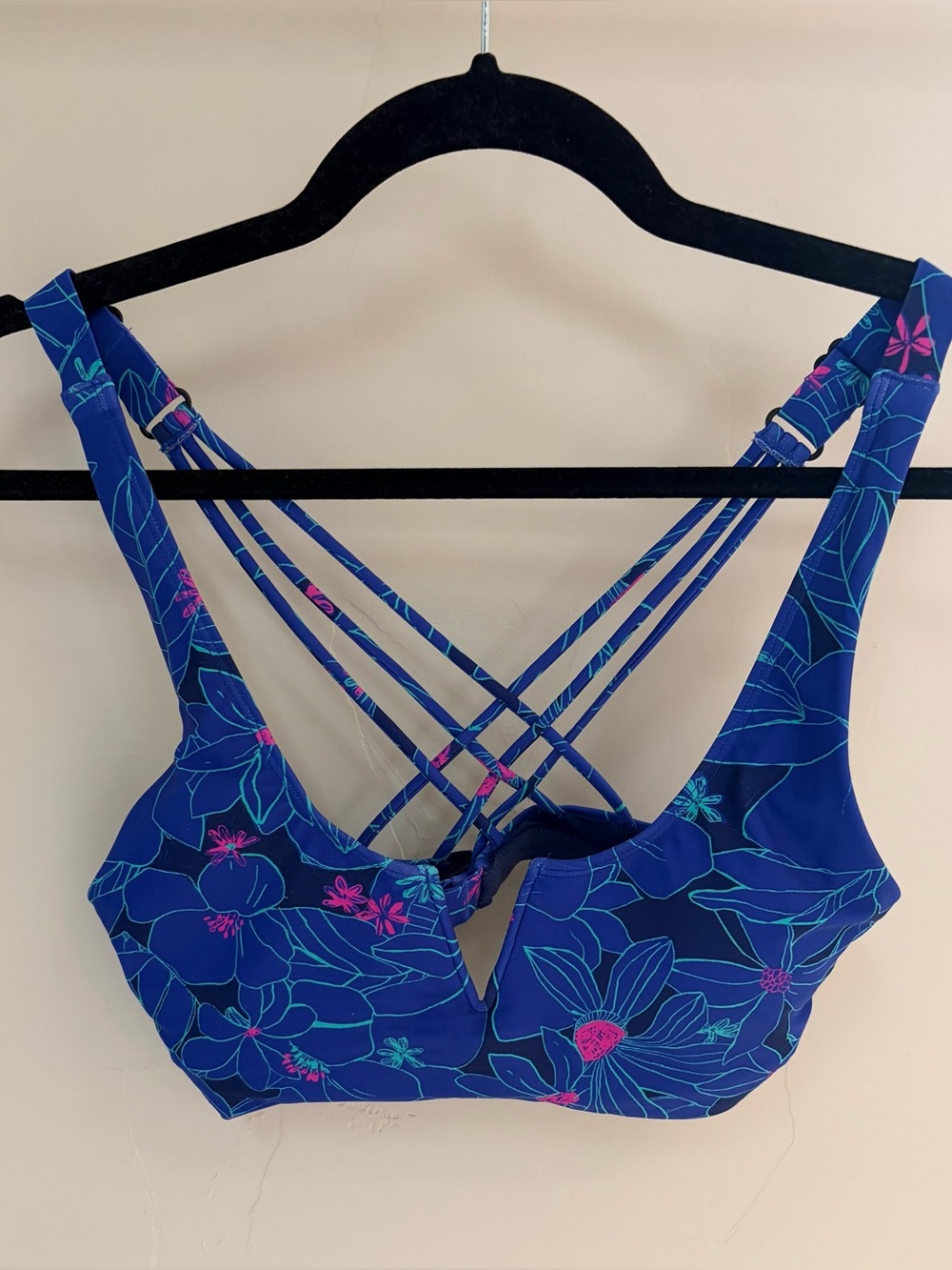 Title Nine Blue Floral Strappy Swim Top